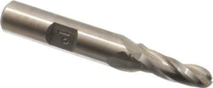 Made in USA - 1° Taper Angle per Side, 1/4" Small End Diam, 3/4" LOC, High Speed Steel 3 Flute Tapered Ball End Mill - 2-1/2" OAL, 3/8" Shank Diam - Apex Tool & Supply