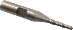 Made in USA - 2° Taper Angle per Side, 1/8" Small End Diam, 3/4" LOC, High Speed Steel 3 Flute Tapered Ball End Mill - 2-1/2" OAL, 3/8" Shank Diam - Apex Tool & Supply
