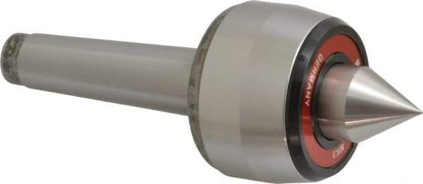Rohm - MT3 Taper Shank, 2.362" Head Diam 500 Lb Capacity Live Center - 5,000 Max RPM, 1.661" Head Length, 63/64" Point Diam, 1.221" Point Len, 1,100 Lb Max Workpc, 6.319" OAL, Standard Point - Apex Tool & Supply