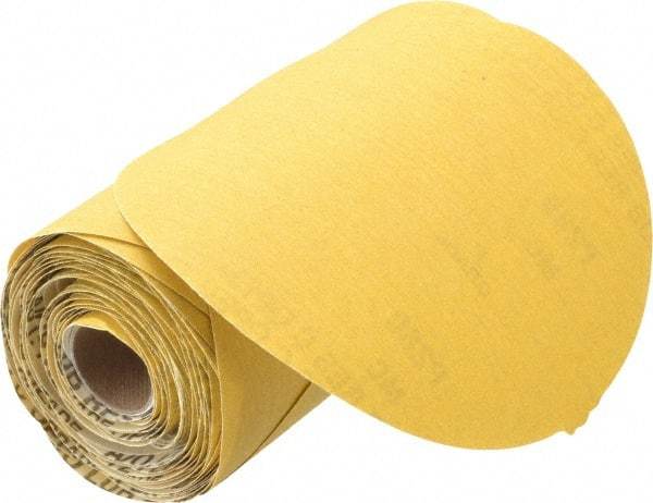 Norton - 6" Diam, 280 Grit Aluminum Oxide Adhesive PSA Disc - Very Fine Grade, Gold, C Weighted Backing, Flexible - Apex Tool & Supply