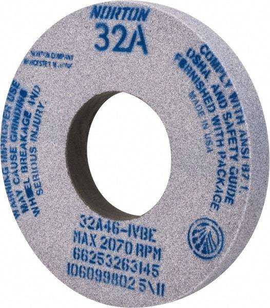 Norton - 12" Diam x 5" Hole x 1-1/2" Thick, I Hardness, 46 Grit Surface Grinding Wheel - Aluminum Oxide, Type 1, Coarse Grade, 2,070 Max RPM, Vitrified Bond, No Recess - Apex Tool & Supply