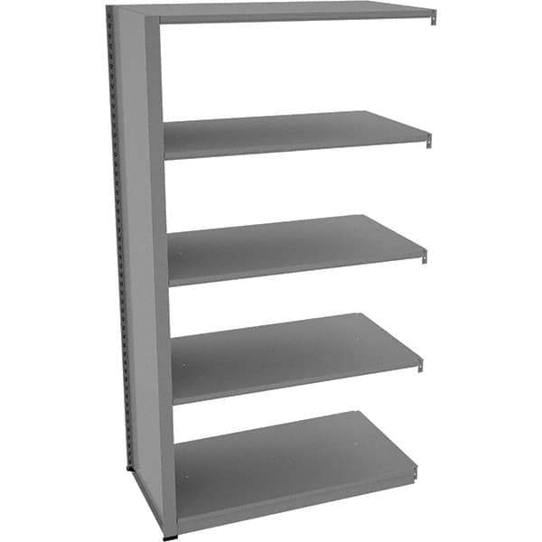 Tennsco - 5 Shelf Add-On Open Steel Shelving - 42" Wide x 76" High x 24" Deep, Medium Gray - Apex Tool & Supply