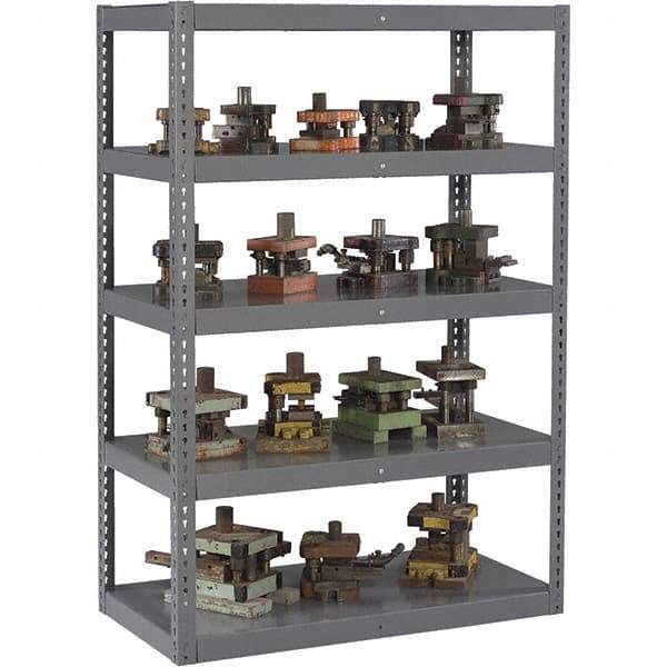 Tennsco - 5 Shelf Heavy-Duty Open Steel Shelving - 96" Wide x 84" High x 24" Deep, Medium Gray - Apex Tool & Supply