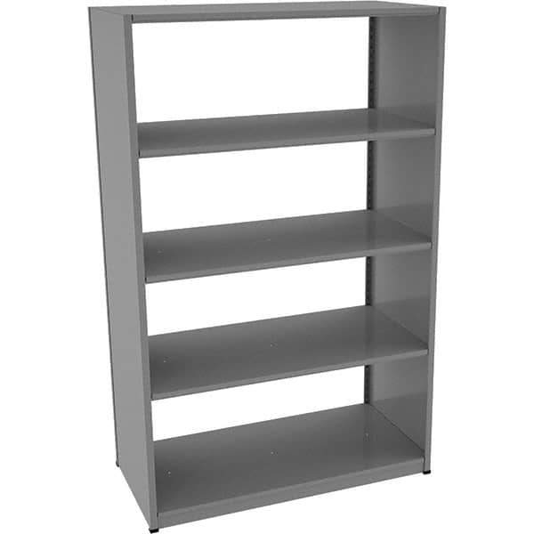 Tennsco - 5 Shelf Starter Open Steel Shelving - 48" Wide x 76" High x 24" Deep, Medium Gray - Apex Tool & Supply