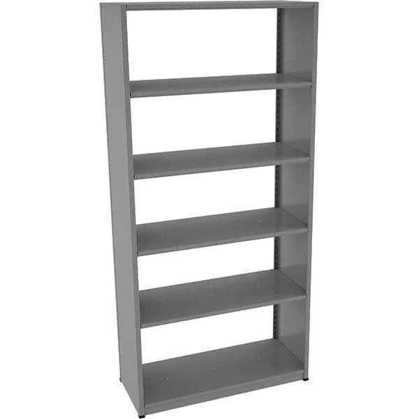 Tennsco - 6 Shelf Starter Open Steel Shelving - 42" Wide x 88" High x 18" Deep, Medium Gray - Apex Tool & Supply