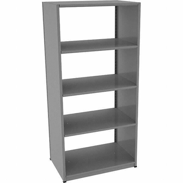 Tennsco - 5 Shelf Starter Open Steel Shelving - 36" Wide x 76" High x 24" Deep, Medium Gray - Apex Tool & Supply