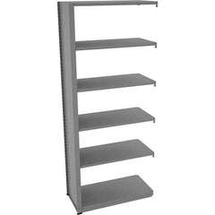 Tennsco - 6 Shelf Add-On Open Steel Shelving - 36" Wide x 88" High x 18" Deep, Medium Gray - Apex Tool & Supply