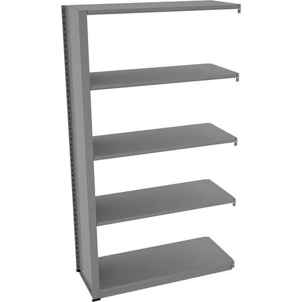Tennsco - 5 Shelf Add-On Open Steel Shelving - 42" Wide x 76" High x 18" Deep, Medium Gray - Apex Tool & Supply