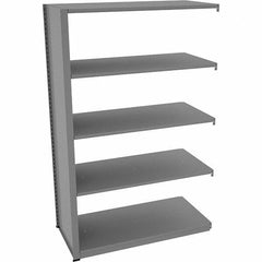 Tennsco - 5 Shelf Add-On Open Steel Shelving - 48" Wide x 76" High x 24" Deep, Medium Gray - Apex Tool & Supply