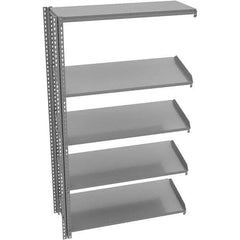 Tennsco - 5 Shelf Add-On Flat Slope Open Steel Shelving - 48" Wide x 84" High x 24" Deep, Medium Gray - Apex Tool & Supply