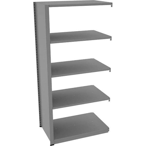 Tennsco - 5 Shelf Add-On Open Steel Shelving - 36" Wide x 76" High x 24" Deep, Medium Gray - Apex Tool & Supply