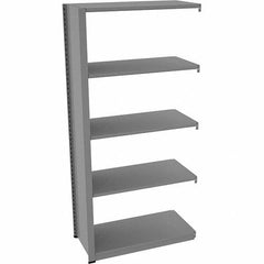 Tennsco - 5 Shelf Add-On Open Steel Shelving - 36" Wide x 76" High x 18" Deep, Medium Gray - Apex Tool & Supply