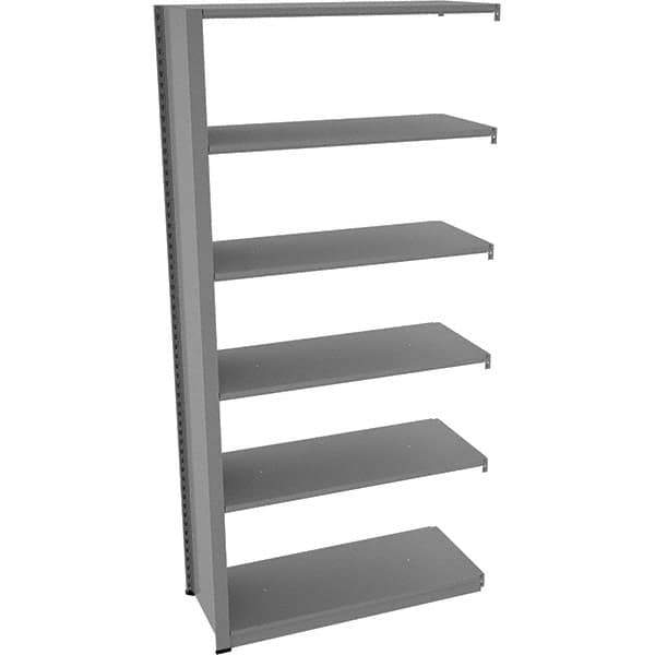 Tennsco - 6 Shelf Add-On Open Steel Shelving - 42" Wide x 88" High x 18" Deep, Medium Gray - Apex Tool & Supply