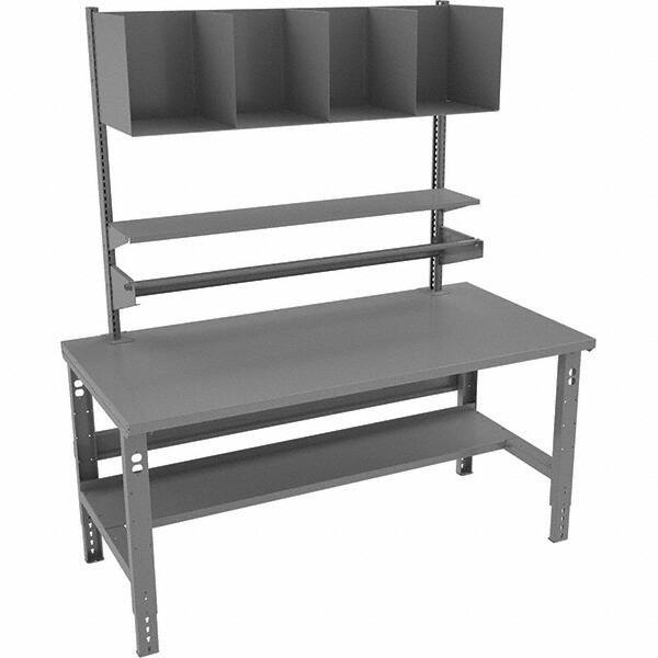 Tennsco - 72 Wide x 30" Deep x 83-7/16" High, Steel Workbench with Lower Shelf - Adjustable Legs, Medium Gray - Apex Tool & Supply