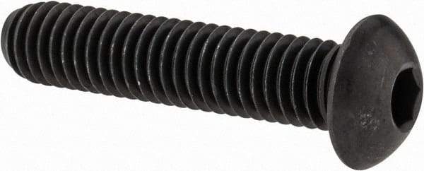 Value Collection - 3/8-16 UNC Hex Socket Drive, Button Screw - Alloy Steel, Black Oxide Finish, Fully Threaded, 1-3/4" Length Under Head - Apex Tool & Supply