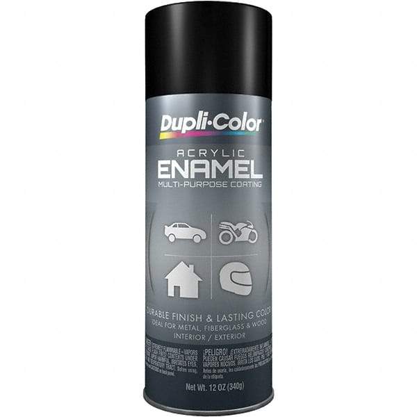 Dupli-Color - Black, Semi Gloss, Acrylic Enamel Spray Paint - 12 to 14 Sq Ft per Can, 12 oz Container - Apex Tool & Supply