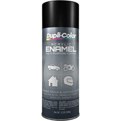 Dupli-Color - Black, Semi Gloss, Acrylic Enamel Spray Paint - 12 to 14 Sq Ft per Can, 12 oz Container - Apex Tool & Supply