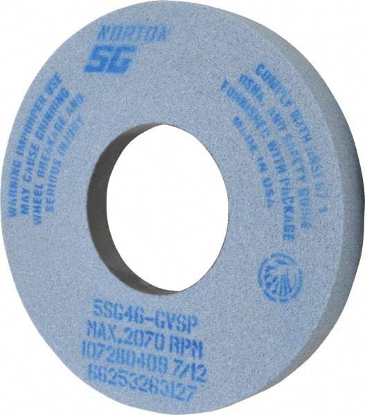 Norton - 12" Diam x 5" Hole x 1-1/2" Thick, G Hardness, 46 Grit Surface Grinding Wheel - Ceramic, Type 5, Coarse Grade, 2,070 Max RPM, Vitrified Bond, One-Side Recess - Apex Tool & Supply