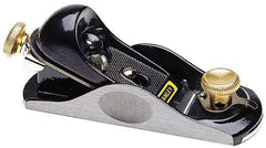 Stanley - 6-3/8" OAL, 1-5/8" Blade Width, Block Plane - High Carbon Steel Blade, Cast Iron Body - Apex Tool & Supply