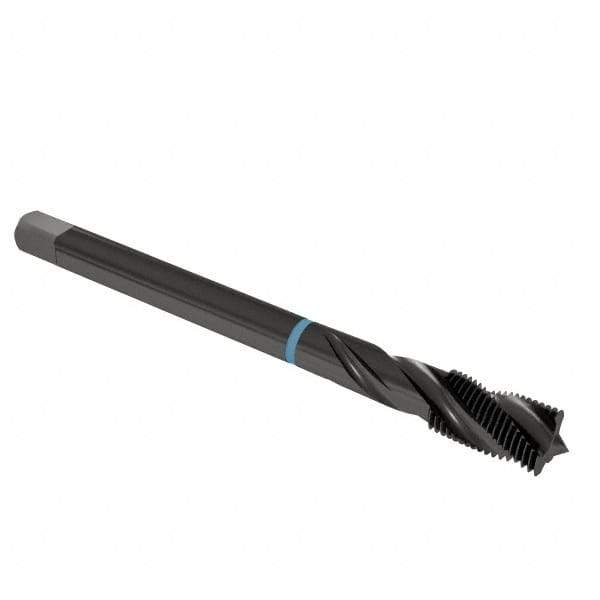 Emuge - M12x1.75 Metric Coarse 3 Flute 6H Modified Bottoming Spiral Flute Tap - Cobalt, Oxide Finish, 110mm OAL, Right Hand Flute, Right Hand Thread, Series Enorm-VA - Apex Tool & Supply
