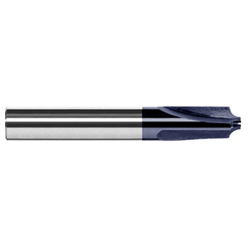 Corner Rounding End Mills - 0.1250″ (1/8″) Radius × 0.0580″ Pilot Diameter Carbide 5° Flare Corner Rounding End Mill, 3 Flutes, AlTiN Coated - Exact Industrial Supply