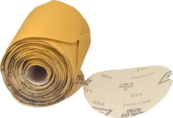Norton - 5" Diam, 80 Grit Aluminum Oxide Adhesive PSA Disc - Coarse Grade, Gold, C Weighted Backing, Flexible - Apex Tool & Supply