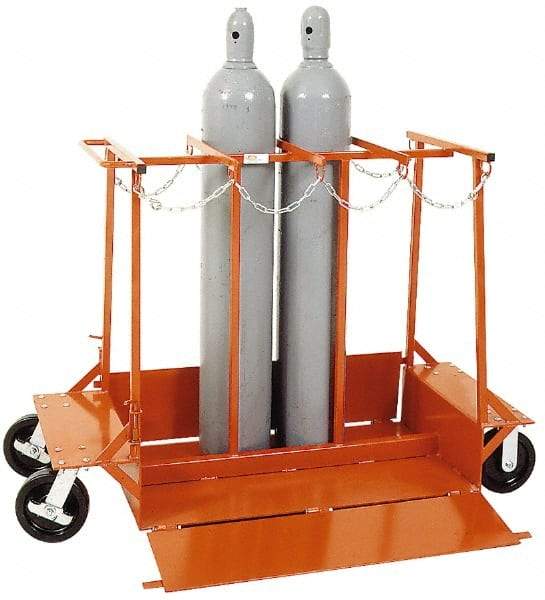 Made in USA - 1,500 Lb Capacity 42" OAH Cylinder Truck - Push Handle, Steel - Apex Tool & Supply