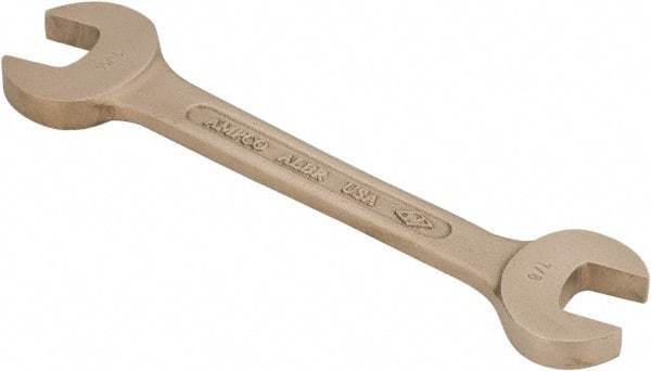 Ampco - 7/8" x 15/16" Nonsparking Open End Wrench - 9" OAL, Double End, Plain Finish, 15° Head Angle - Apex Tool & Supply