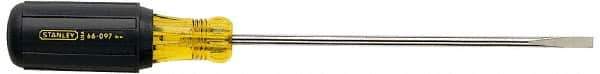 Stanley - 3/16" Blade Width, 9-3/4" OAL Cabinet Slotted Screwdriver - 6" Blade Length, Round Shank, Acetate with Rubber Grip Handle - Apex Tool & Supply