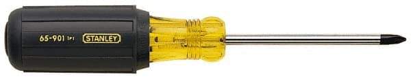 Stanley - #1, 6-3/4" OAL, Standard Phillips Screwdriver - 3" Blade Length, Round Shank, Acetate with Rubber Grip Handle - Apex Tool & Supply