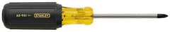 Stanley - #1, 6-3/4" OAL, Standard Phillips Screwdriver - 3" Blade Length, Round Shank, Acetate with Rubber Grip Handle - Apex Tool & Supply
