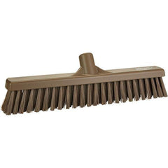Vikan - 16" Fine Particle Polyester Push Broom - 2" Bristle Length, Plastic Block, European Threaded Handle Connection, Handle Sold Separately - Apex Tool & Supply