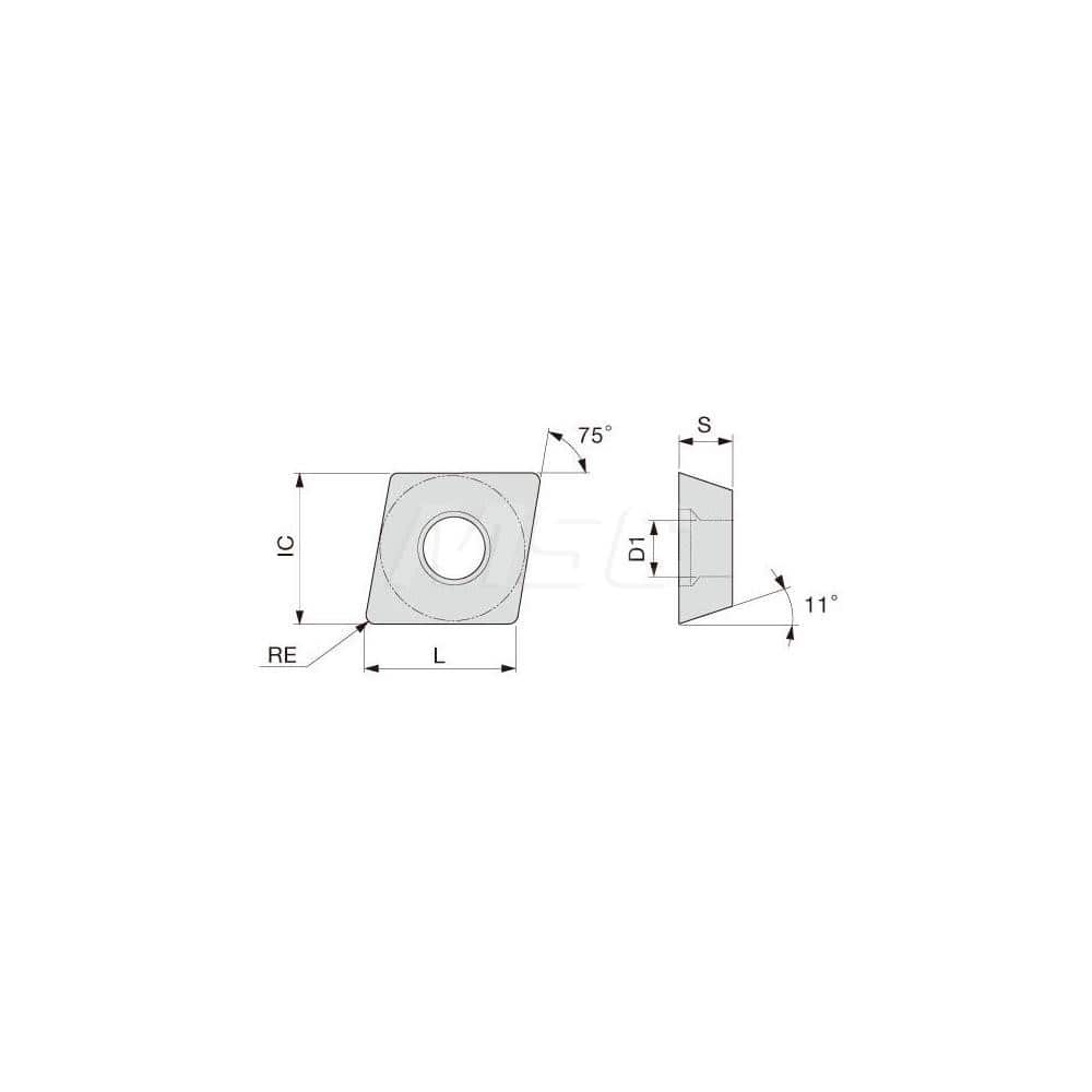 Turning Insert:  EPGT520.5R-W08 GH110,  Solid Carbide TiCNO Finish,  Right Hand,  0.0080″ Corner Radius,  75.0 &deg N/A Diamond,  Series  EPGT