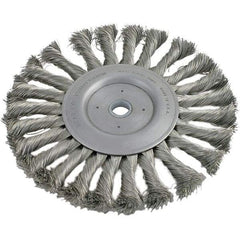 Brush Research Mfg. - 4" OD, 5/8-11 Arbor Hole, Knotted Stainless Steel Wheel Brush - 1/2" Face Width, 13/16" Trim Length, 20,000 RPM - Apex Tool & Supply