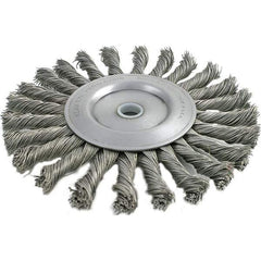 Brush Research Mfg. - 8" OD, 1/2 & 5/8" Arbor Hole, Knotted Carbon Wheel Brush - 9/16" Face Width, 1-11/16" Trim Length, 6,000 RPM - Apex Tool & Supply