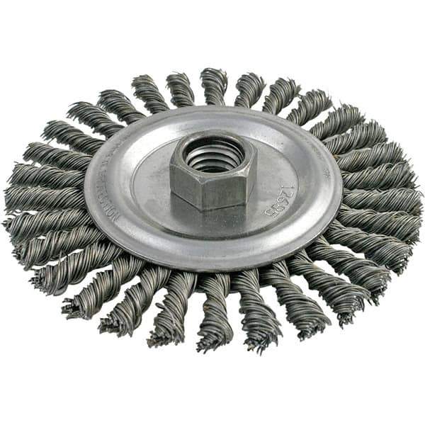 Brush Research Mfg. - 4-1/5" OD, 5/8-11 Arbor Hole, Stringer Bead Carbon Wheel Brush - 3/16" Face Width, 7/8" Trim Length, 20,000 RPM - Apex Tool & Supply