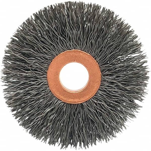 Brush Research Mfg. - 2-1/2" OD, 1/2" Arbor Hole, Crimped Stainless Steel Wheel Brush - Apex Tool & Supply