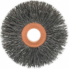 Brush Research Mfg. - 2-1/2" OD, 1/2" Arbor Hole, Crimped Stainless Steel Wheel Brush - Apex Tool & Supply
