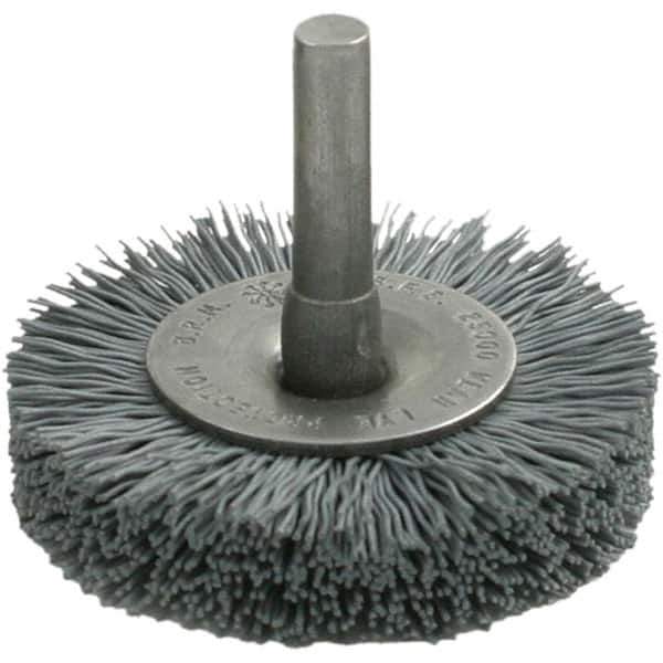 Brush Research Mfg. - 1-3/4" OD, Crimped Abrasive Nylon Wheel Brush - 1/2" Face Width, 3/8" Trim Length, 25,000 RPM - Apex Tool & Supply