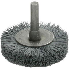Brush Research Mfg. - 1-1/4" OD, Crimped Abrasive Nylon Wheel Brush - 7/16" Face Width, 1/8" Trim Length, 25,000 RPM - Apex Tool & Supply