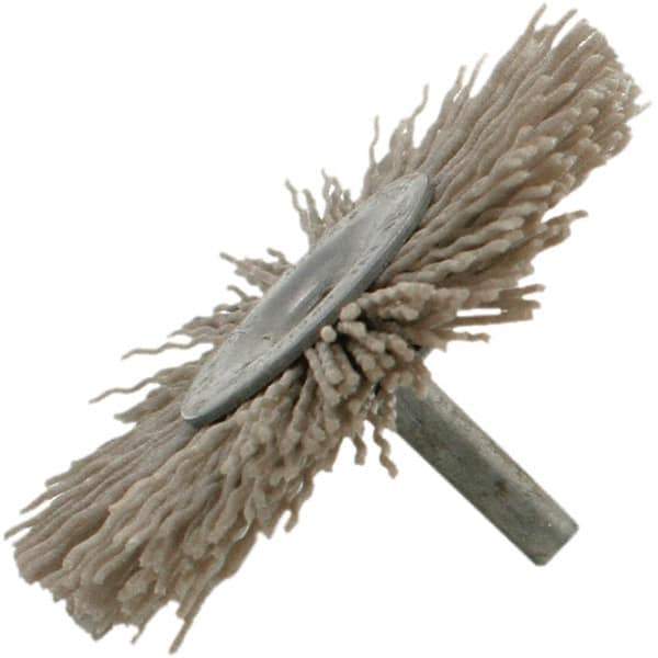 Brush Research Mfg. - 3" OD, Straight Filament Abrasive Nylon Wheel Brush - 3/8" Face Width, 13/16" Trim Length, 25,000 RPM - Apex Tool & Supply