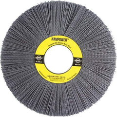 Brush Research Mfg. - 8" OD, 2" Arbor Hole, Crimped Abrasive Nylon Wheel Brush - 1/2" Face Width, 2-1/2" Trim Length, 3,600 RPM - Apex Tool & Supply