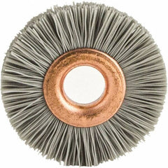 Brush Research Mfg. - 2" OD, 1/2" Arbor Hole, Crimped Abrasive Nylon Wheel Brush - 1/2" Face Width, 1/2" Trim Length, 20,000 RPM - Apex Tool & Supply