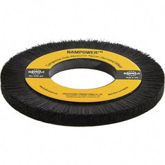 Brush Research Mfg. - 7-7/8" OD, 3-1/4" Arbor Hole, Crimped Abrasive Nylon Wheel Brush - 0.394" Face Width, 1.1811" Trim Length, 3,600 RPM - Apex Tool & Supply
