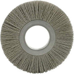Brush Research Mfg. - 8" OD, 3-1/4" Arbor Hole, Crimped Abrasive Nylon Wheel Brush - 17/32" Face Width, 1-7/8" Trim Length, 5,000 RPM - Apex Tool & Supply