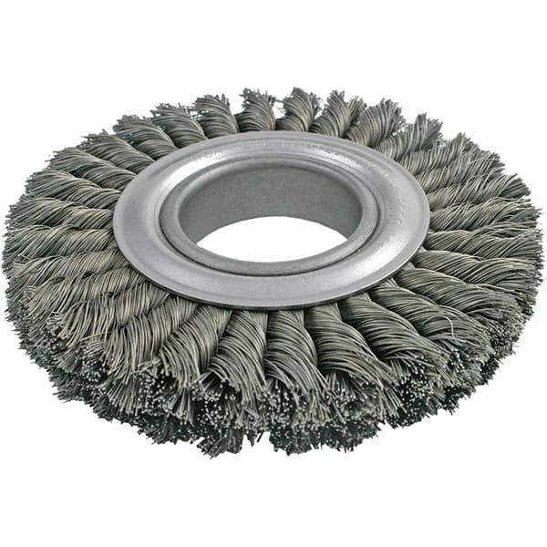 Brush Research Mfg. - 8" OD, 2" Arbor Hole, Crimped Carbon Wheel Brush - 1-1/8" Face Width, 1-3/4" Trim Length, 6,000 RPM - Apex Tool & Supply