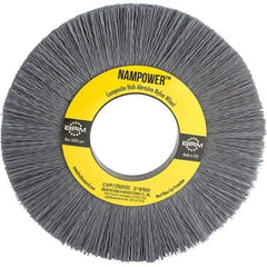 Brush Research Mfg. - 6" OD, 2" Arbor Hole, Crimped Abrasive Nylon Wheel Brush - 1" Face Width, 1-1/2" Trim Length, 3,600 RPM - Apex Tool & Supply