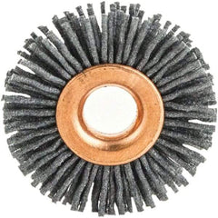 Brush Research Mfg. - 2" OD, 1/2" Arbor Hole, Crimped Abrasive Nylon Wheel Brush - 1/2" Face Width, 1/2" Trim Length, 20,000 RPM - Apex Tool & Supply