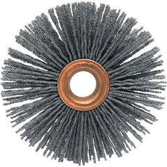 Brush Research Mfg. - 2" OD, 1/2" Arbor Hole, Crimped Abrasive Nylon Wheel Brush - 1/2" Face Width, 1/2" Trim Length, 20,000 RPM - Apex Tool & Supply