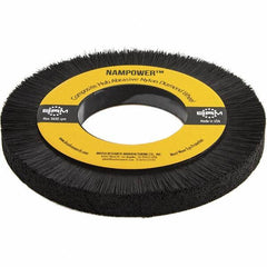 Brush Research Mfg. - 7-7/8" OD, 3-1/4" Arbor Hole, Crimped Abrasive Nylon Wheel Brush - 0.5906" Face Width, 1.1811" Trim Length, 3,600 RPM - Apex Tool & Supply